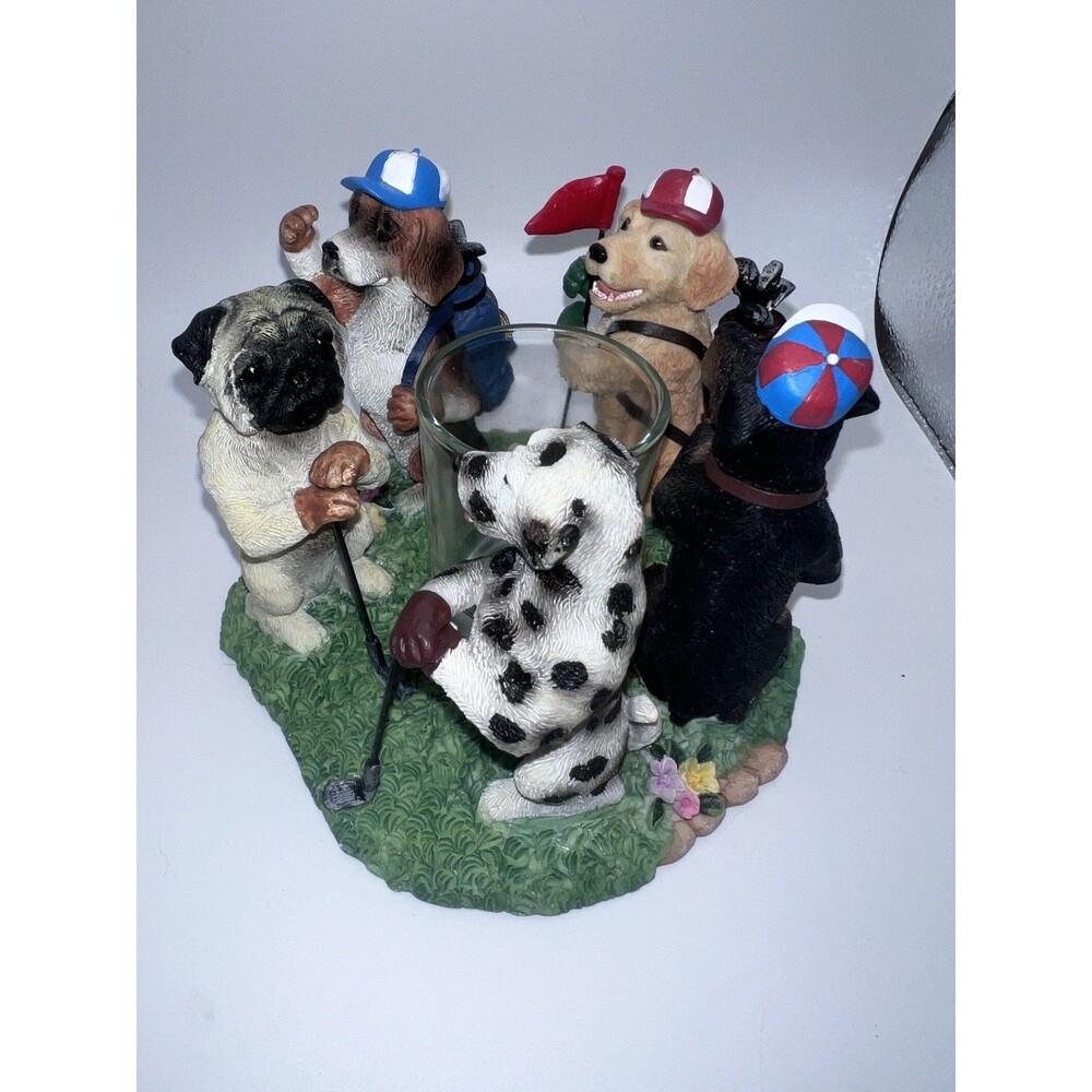 Golfing Circle of Friends Candle Holder Continental Creations Dogs Ready To Go